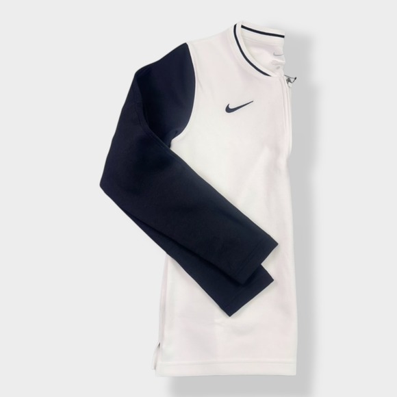 Nike‎ Dri-FIT Women's Zip-Neck Long Sleeve Training Top White Navy NWT - Picture 6 of 12